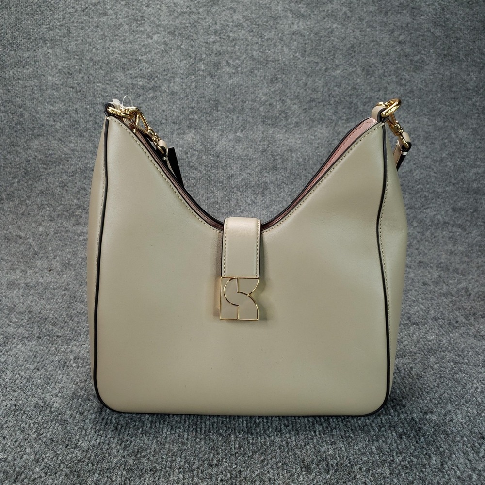Kate Spade Dakota Hobo Bag Womens Small Beige Leather Pink Lining Dust Bag